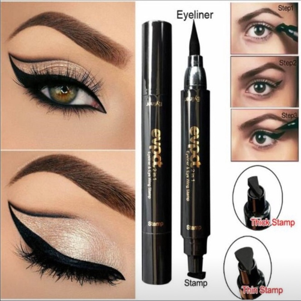 Eyeliner and eye wing stamp thin black